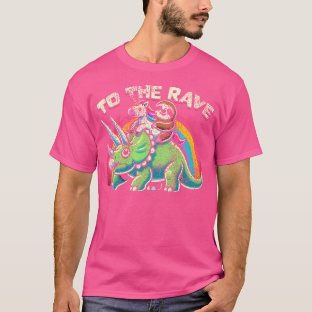Camiseta Desenhador Edm Rave Dinossauro Negro Pequeno (Frente)