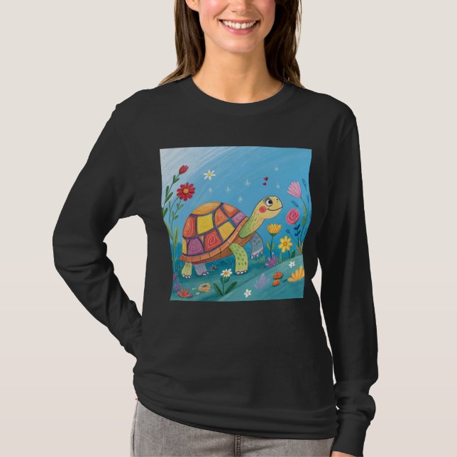 Camiseta Desenhando Bebê Tartaruga (Frente)