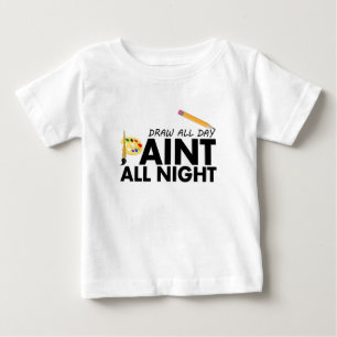 Camiseta Desenhar o dia todo, Pinta a noite toda