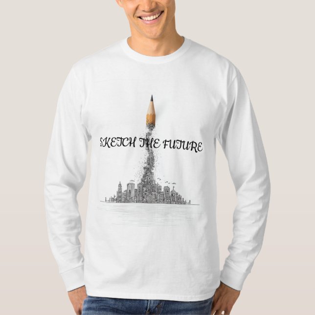 Camiseta Desenhar o Lápis do Futuro para o Tee Skyline da C (Frente)