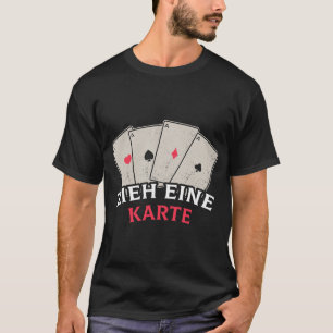 Camiseta Desenhar um mago de cartas dizendo truque mágico