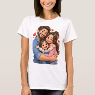 Camiseta desenho 3D Família abraço