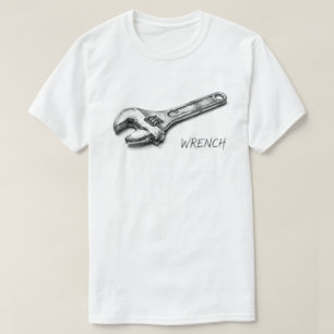 Camiseta desenho a lápis de chave inglesa