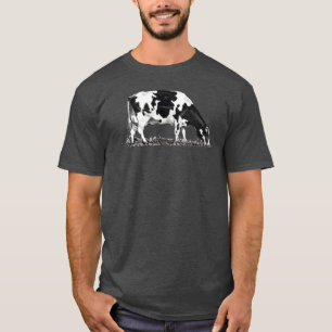 Camiseta Desenho a Lápis de Vaca Holandesa Pastando,