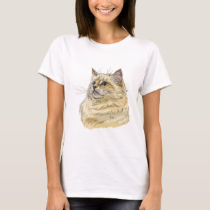 Camiseta Desenho à mão de gato Ragdoll engraçado e fofinho