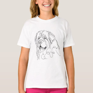 Camiseta Desenho à Mão de Newfoundland Arte de Linha Minima