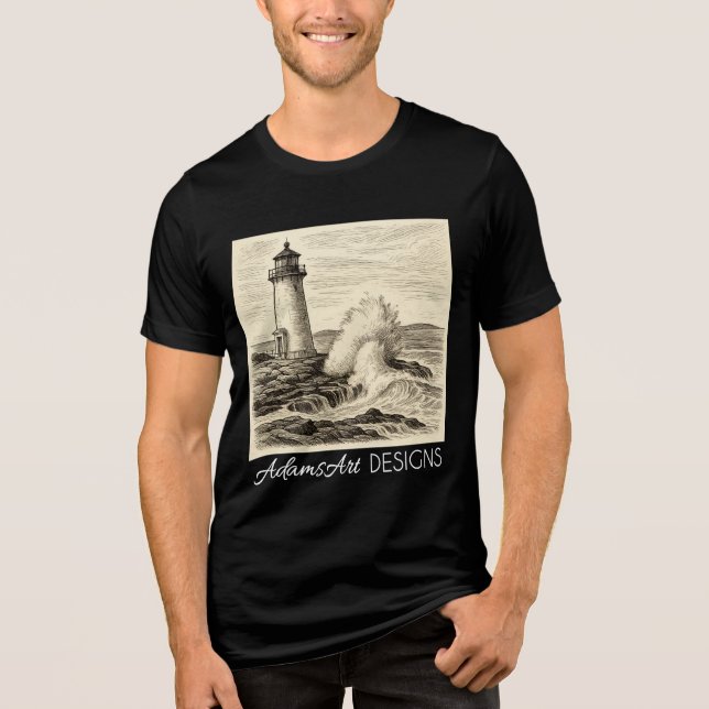 Camiseta Desenho a Tinta de Farol Antigo (Frente)