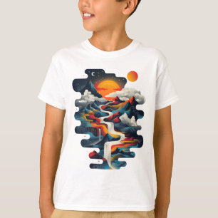 Camiseta Desenho abstrato, paisagem surreal