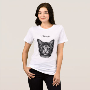 Camiseta Desenho Adorável de Young Cat Personal