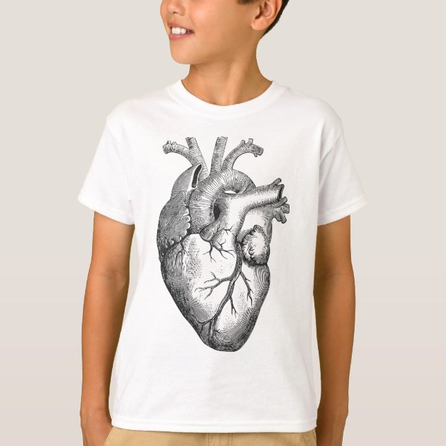 Camiseta Desenho anatômico real do coração humano (Frente)