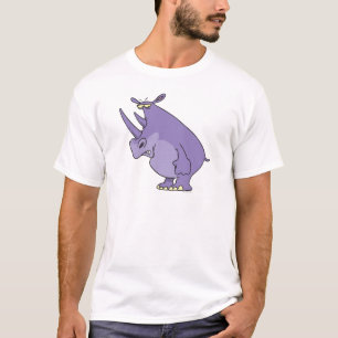 Camiseta desenho animado com rinoceronte roxo, de bobo giro