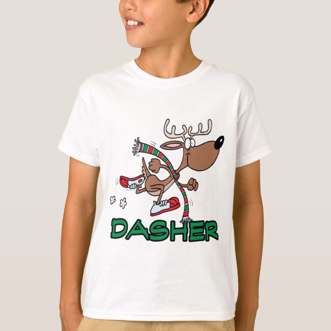 Camiseta desenho animado DASHER de rena correndo (Frente)