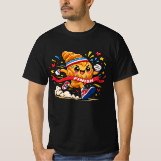 Camiseta Desenho animado de croissant correndo para cruzar