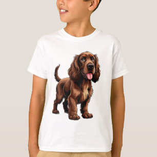 Camiseta Desenho animado de Field Spaniel marrom amigável