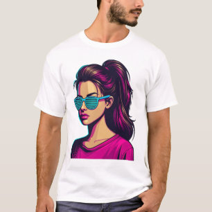 Camiseta Desenho Animado de Garota Funky