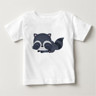 Camiseta Desenho Animado de Guaxinim Bebê Sonolento Fofo