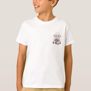 Camiseta Desenho Animado de Ovelha Tricotando para Crianças