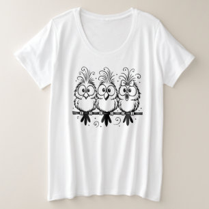 Camiseta Desenho Animado de Pássaros Engraçados-56456