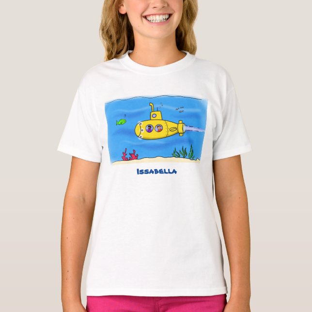 Camiseta Desenho animado de submarino feliz (Frente)