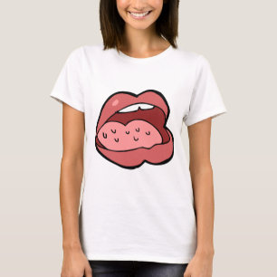 Camiseta Desenho Animado Divertido Boca Aberta e Lábios