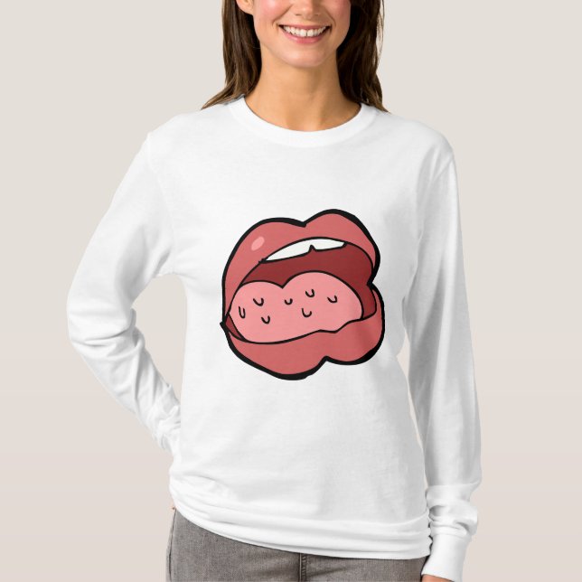 Camiseta Desenho animado divertido com boca e lábios aberto (Frente)