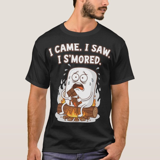 Camiseta  Desenho Animado Divertido Eu Vim Eu Vi Eu Smorei (Frente)