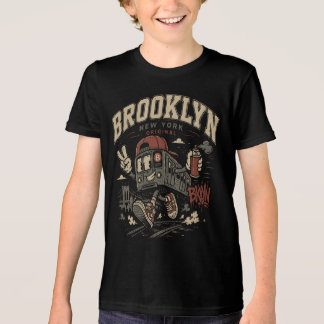 Camiseta Desenho Animado Vintage do Metrô de Brooklyn Nova