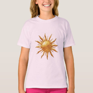 Camiseta Desenho Artístico Boho Celestial Sol Dourado Radia