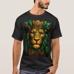 Camiseta Desenho Artístico de Leão Majestoso Vida Selvagem