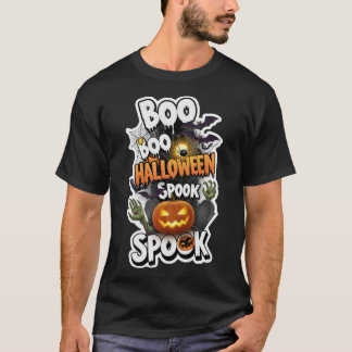 Camiseta Desenho assustador de Halloween com abóboras, morc