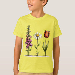 Camiseta Desenho Caprichoso de Flores Dedaleira Margarida T