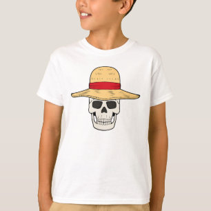 Camiseta desenho caveira chapéu de palha para cria