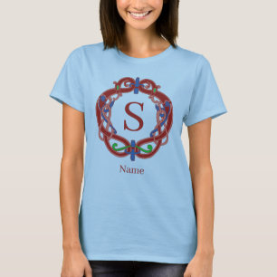 Camiseta Desenho Celta Inicial de Monograma Personalizado