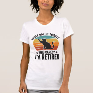 Camiseta Desenho Citação Engraçada Gato Aposentado