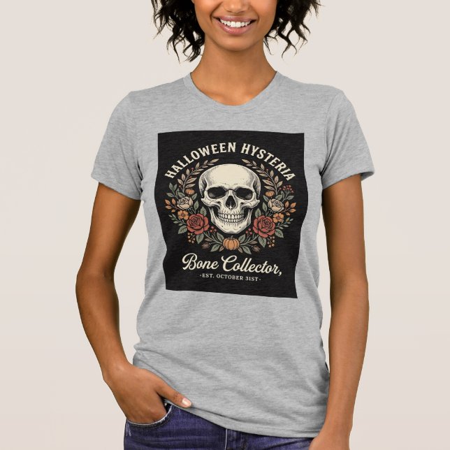Camiseta Desenho Coletor de Ossos Florais de Caveira de Hal (Frente)