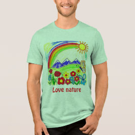 Camiseta Desenho Colorido da Natureza para Amantes da Natur