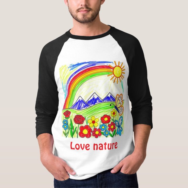 Camiseta Desenho Colorido da Natureza para Amantes da Natur (Frente)