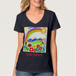 Camiseta Desenho Colorido da Natureza para Amantes da Natur