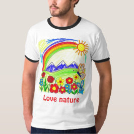 Camiseta Desenho Colorido da Natureza para Amantes da Natur