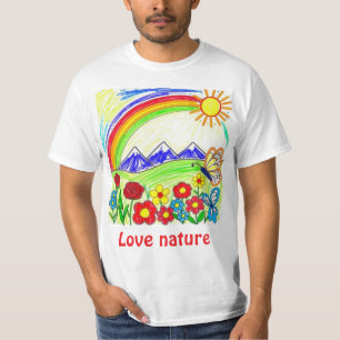 Camiseta Desenho Colorido da Natureza para Amantes da Natur