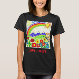 Camiseta Desenho Colorido da Natureza para Amantes da Natur