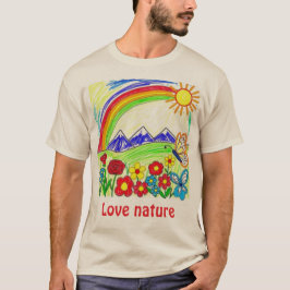 Camiseta Desenho Colorido da Natureza para Amantes da Natur