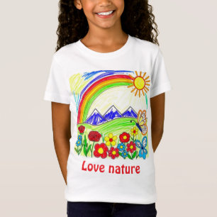 Camiseta Desenho Colorido da Natureza para Amantes da Natur