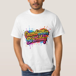 Camiseta Desenho Colorido de Tinta Salpicada para Aniversár