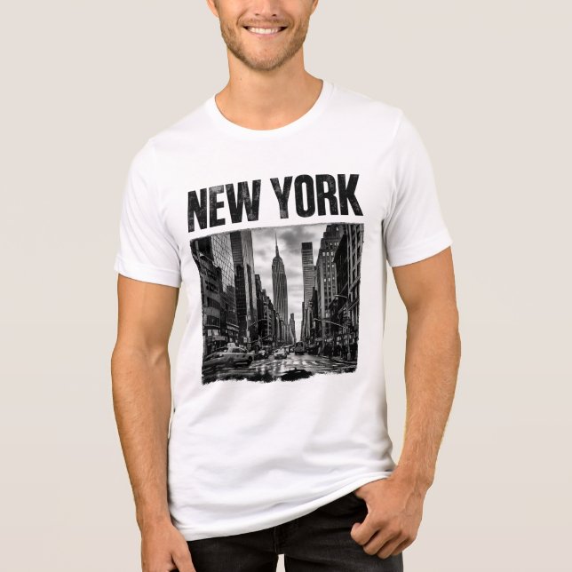 Camiseta Desenho com imagem preta e branca de Nova York (Frente)