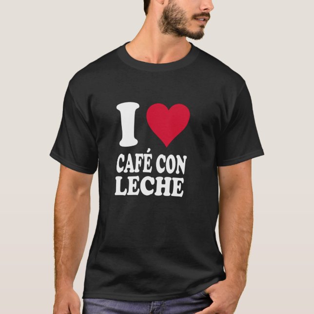 Camiseta Desenho Coração Vermelho Eu Amo Café Com Leite (Frente)