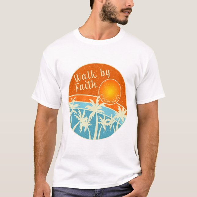 Camiseta Desenho Cristão Andar pela Fé (Frente)
