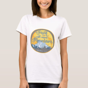 Camiseta Desenho Cristão Fé Move Montanhas