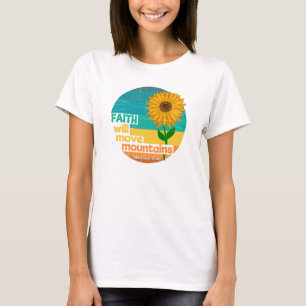 Camiseta Desenho Cristão Fé Move Montanhas
