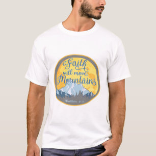 Camiseta Desenho Cristão Fé Move Montanhas